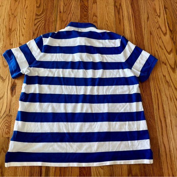 Polo by Ralph Lauren Bear Logo Royal Blue and White Striped Shirt - Picture 8 of 8